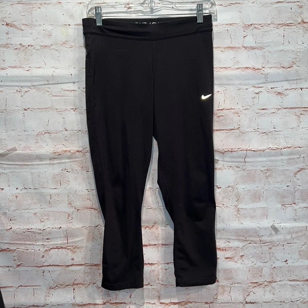 Nike dri fit relay crop tights capri black running active medium training